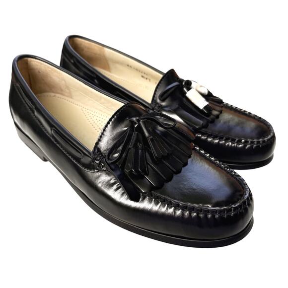 Cole Haan Shiny Black Leather Tassel Loafers | Classic Polished Dress Loafer NEW - Picture 3 of 15